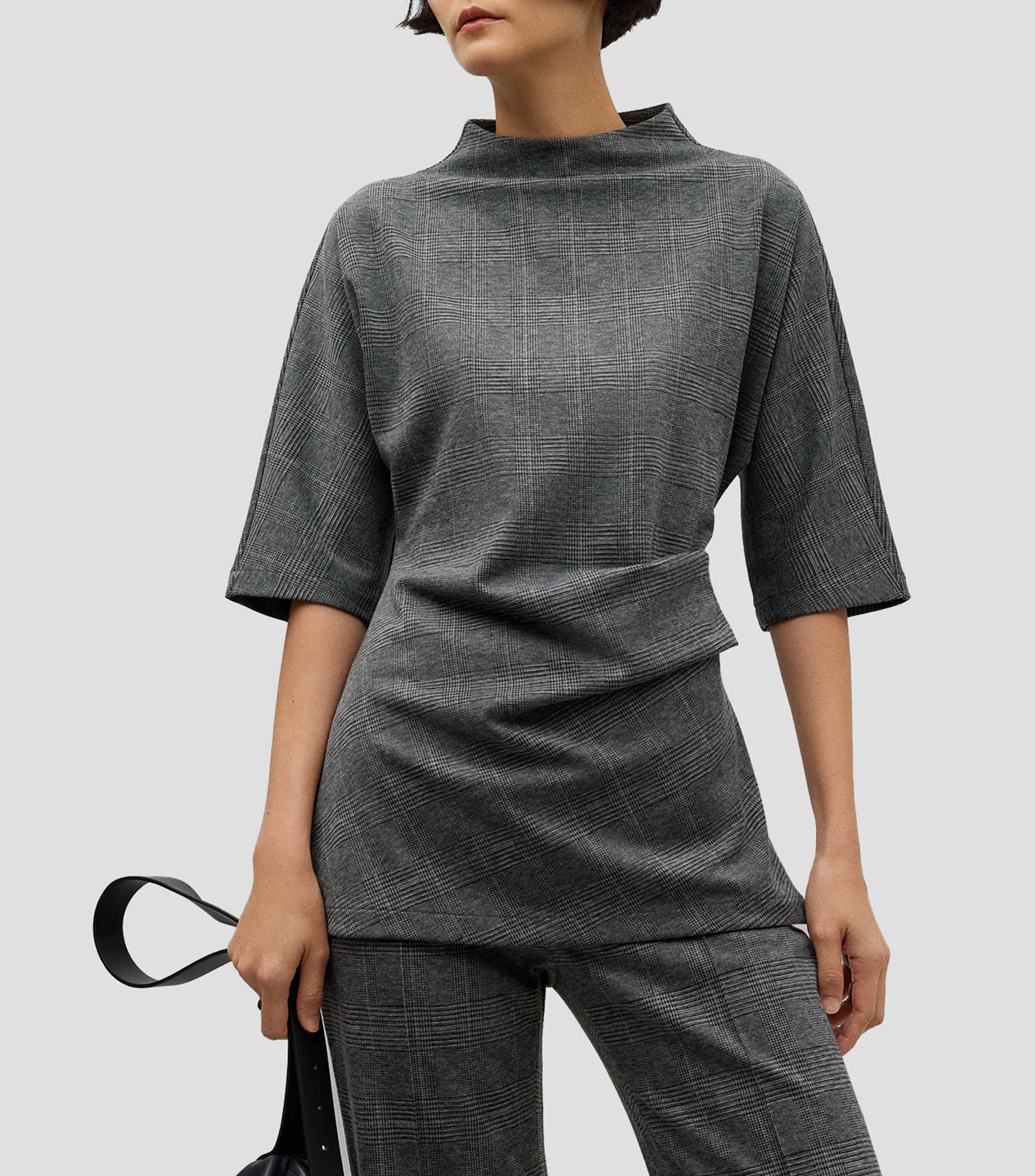 Adolfo Dominguez Blusa de cuadros manga corta Mujer