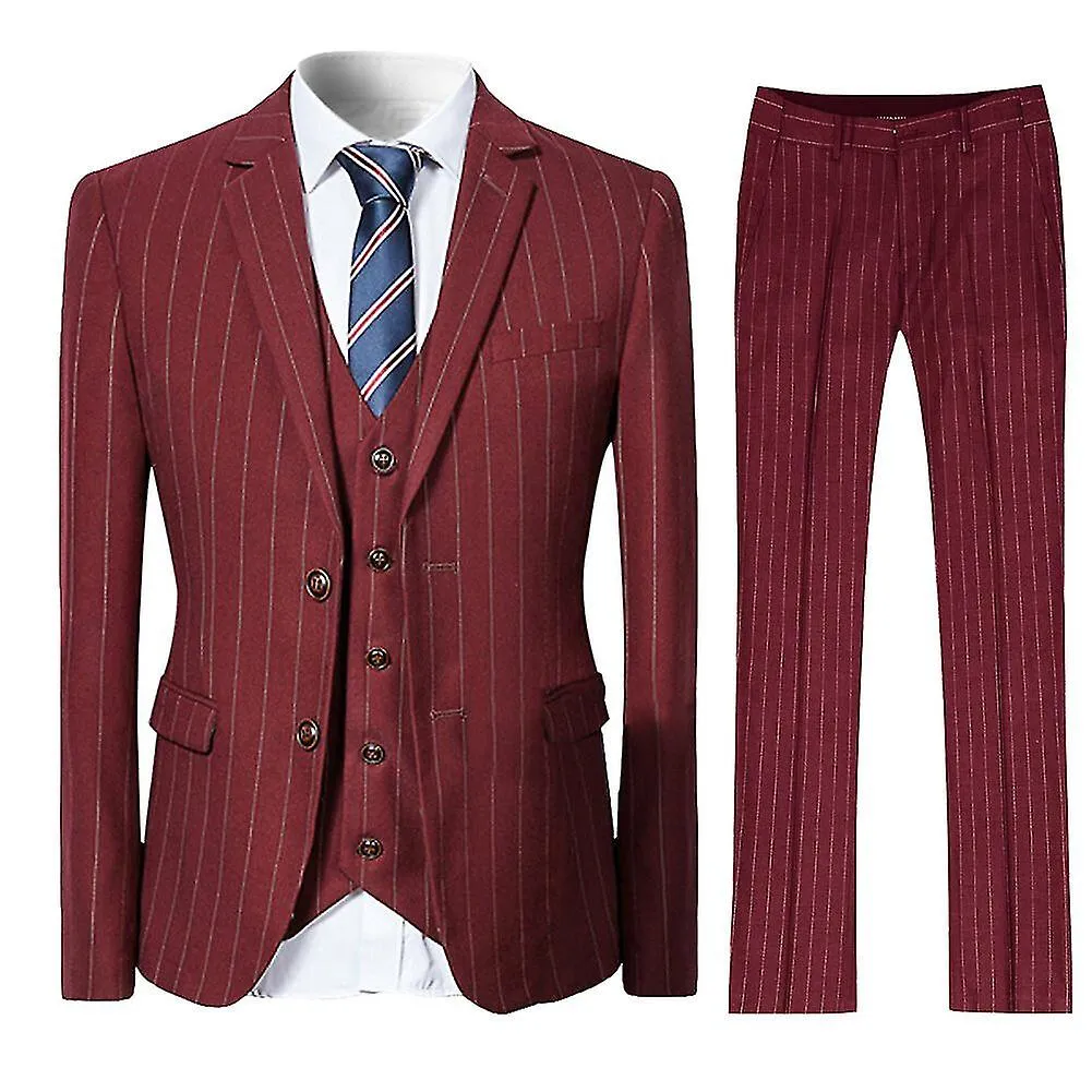 ALLTHEMEN HOMBRE 3PIECE BUSINESS SUIT SLIM STRIPE WEDDING SUIT