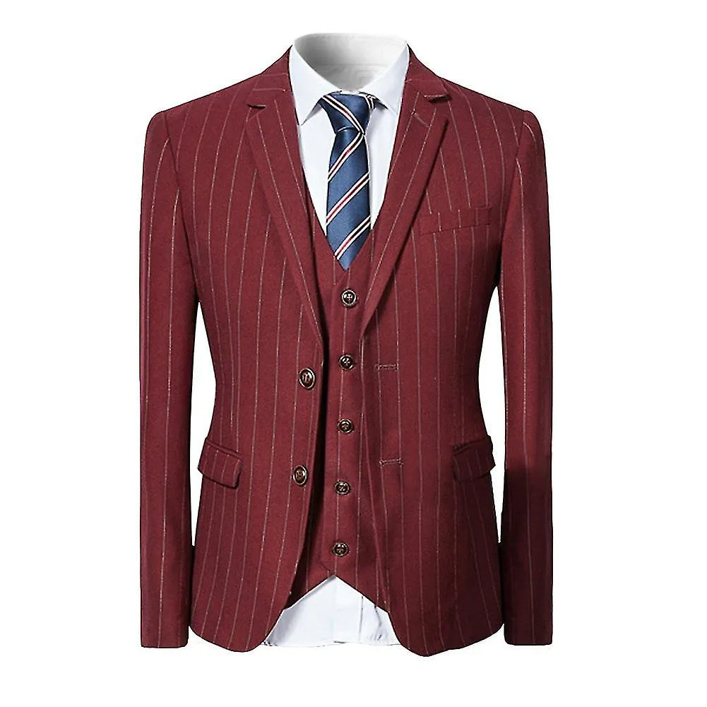 ALLTHEMEN HOMBRE 3PIECE BUSINESS SUIT SLIM STRIPE WEDDING SUIT