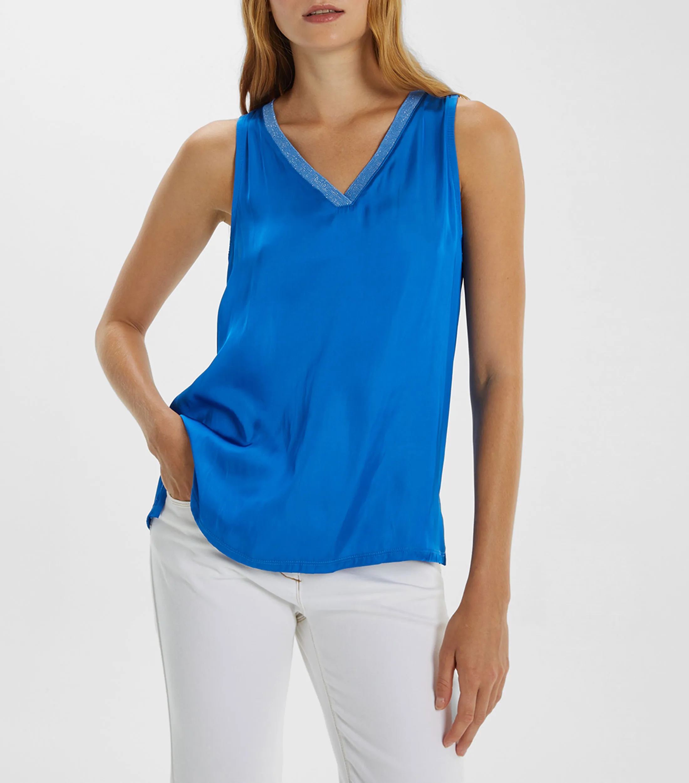 Andam Top satinado sin mangas Mujer