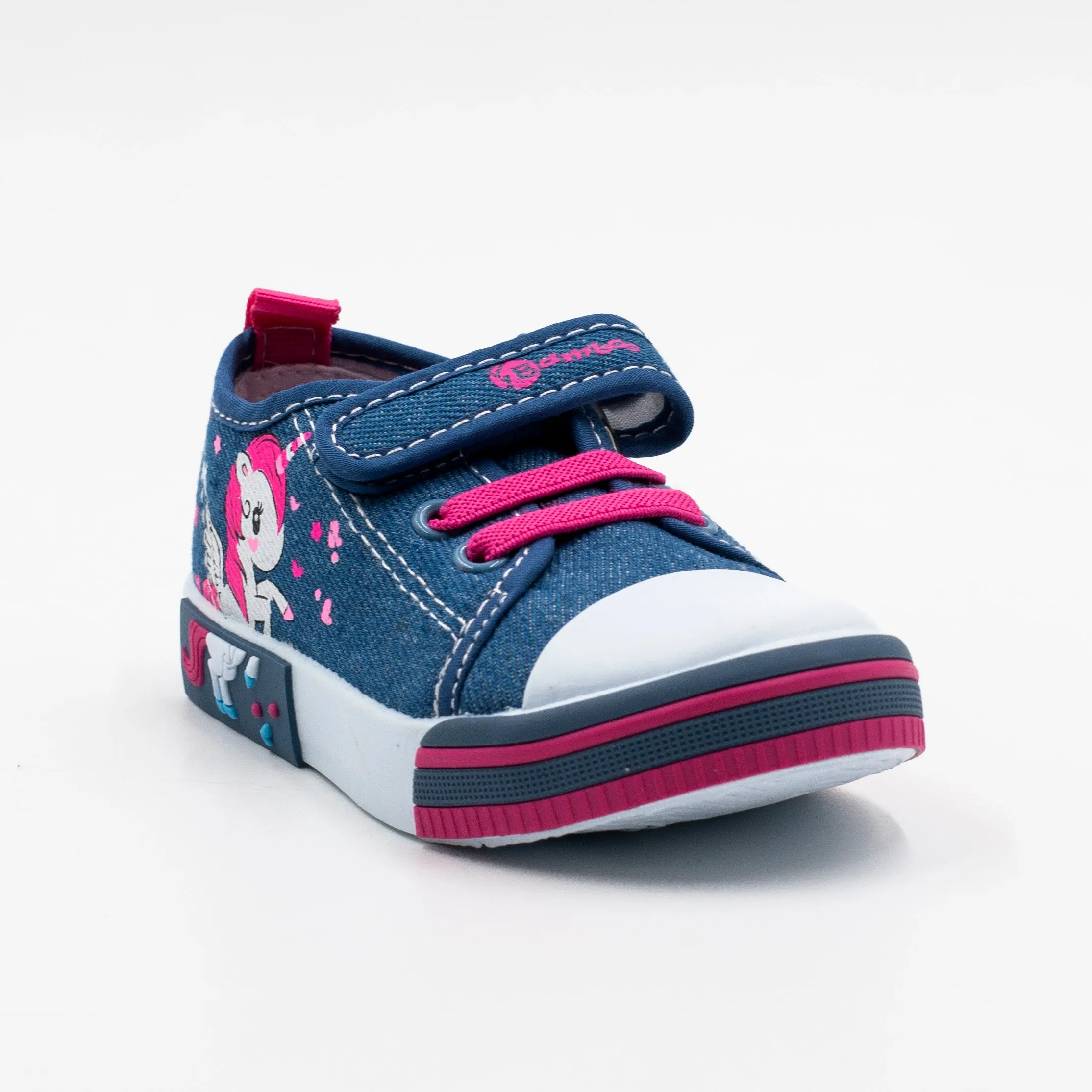 Bamboo zapatilla lona con velcro color Azul Rosa