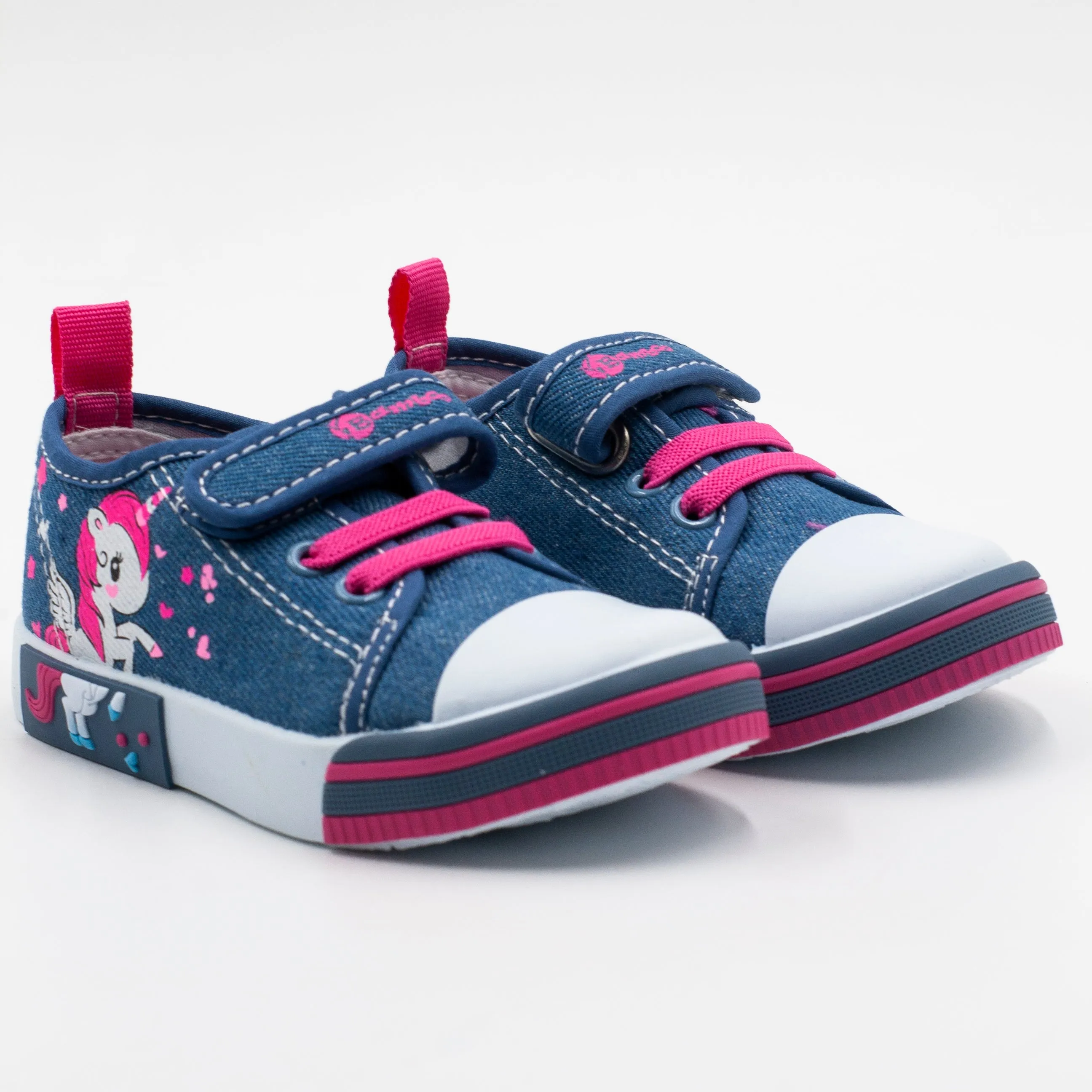 Bamboo zapatilla lona con velcro color Azul Rosa