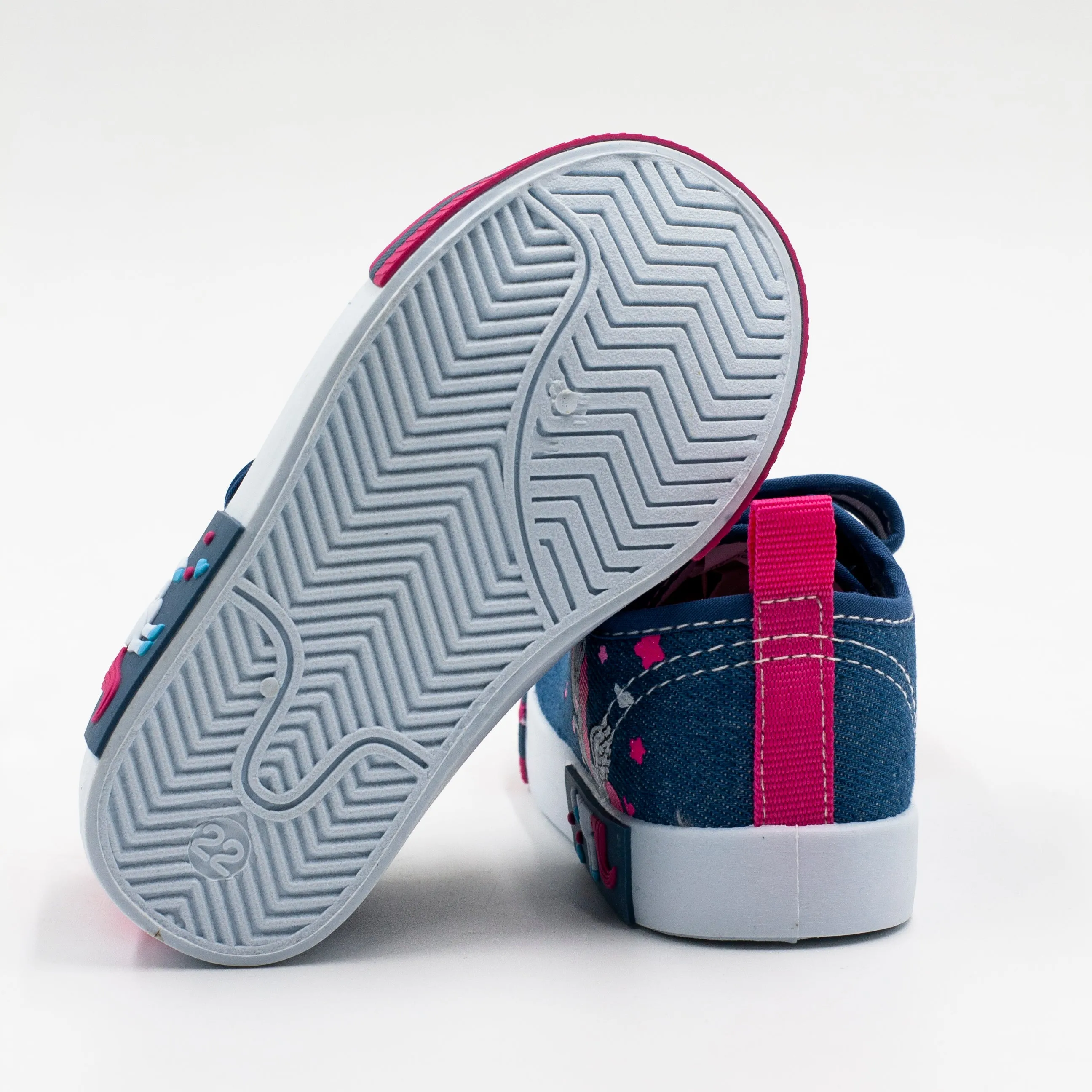 Bamboo zapatilla lona con velcro color Azul Rosa