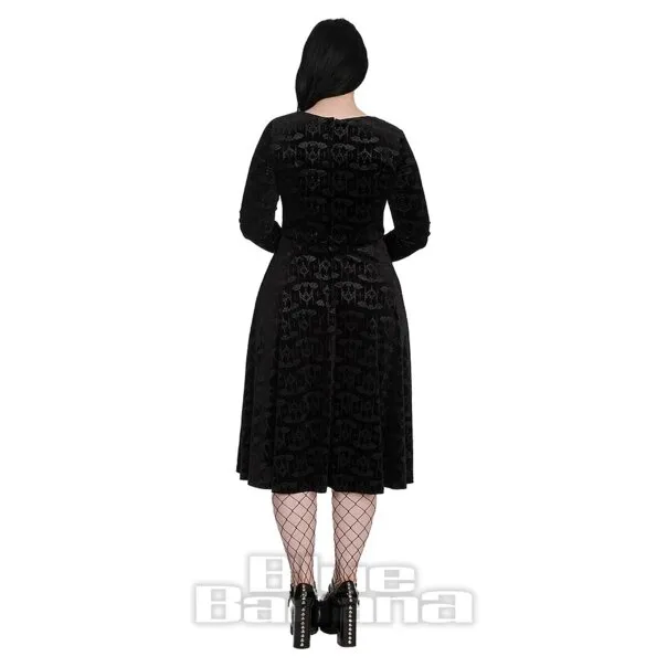 Banned Midi De Manga Larga Con Murciélago De Terciopelo Vestido (Negro)