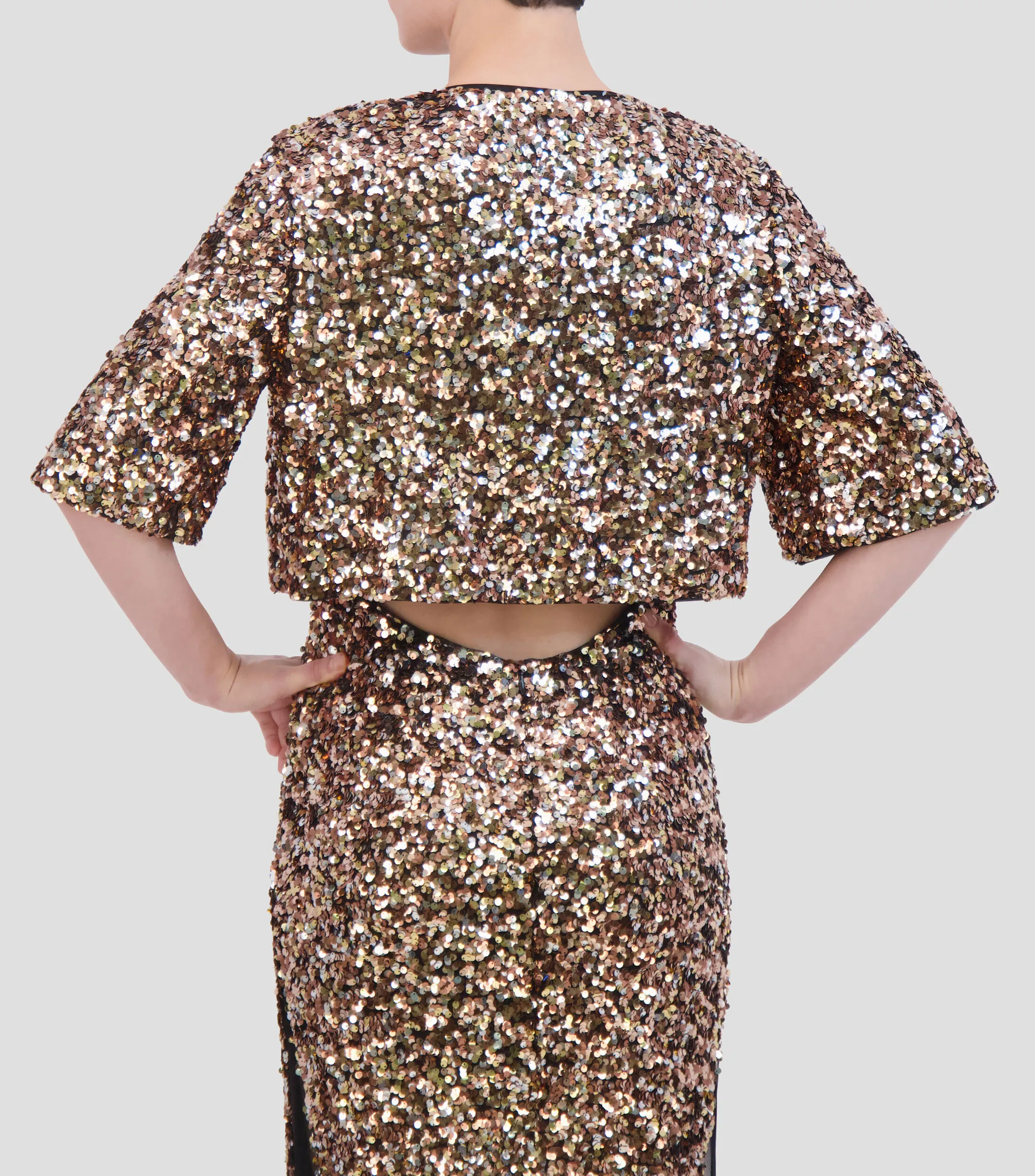 Bcbg Blusa con lentejuelas de manga corta Mujer