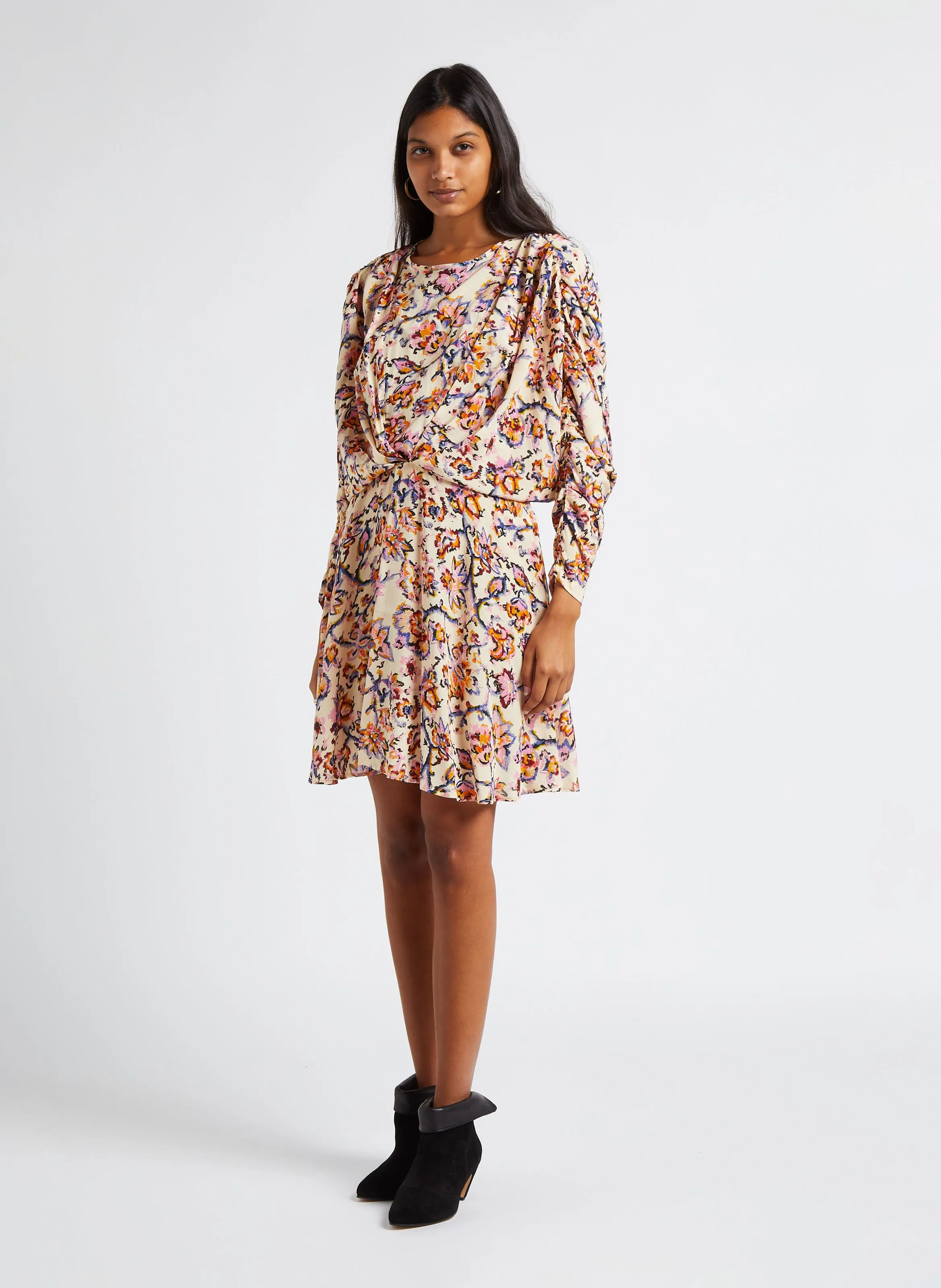 BERENICE RAKY  VESTIDO CORTO CON CUELLO REDONDO EN MULTICOLOR