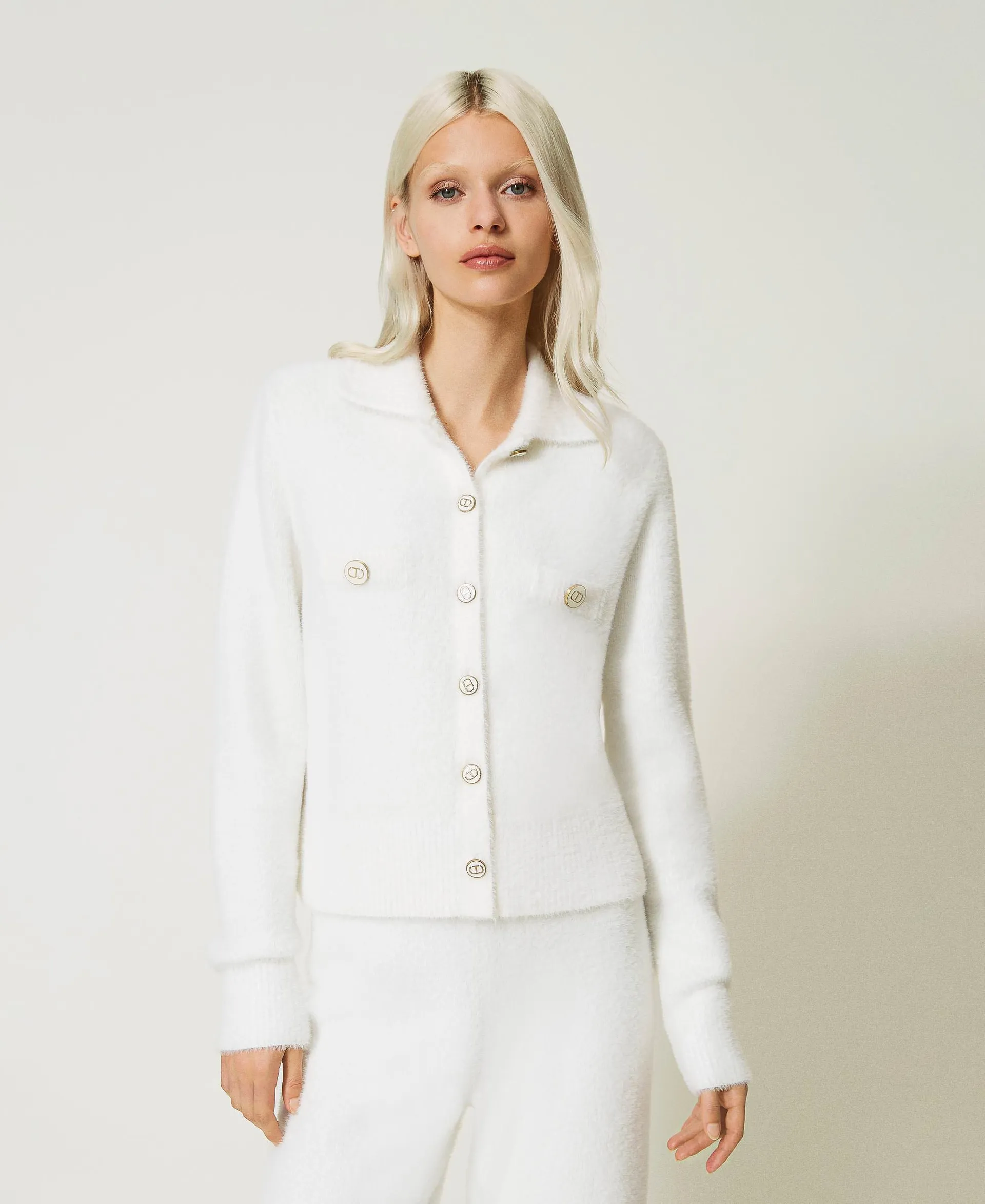 Blouson court en maille piquée jacquard