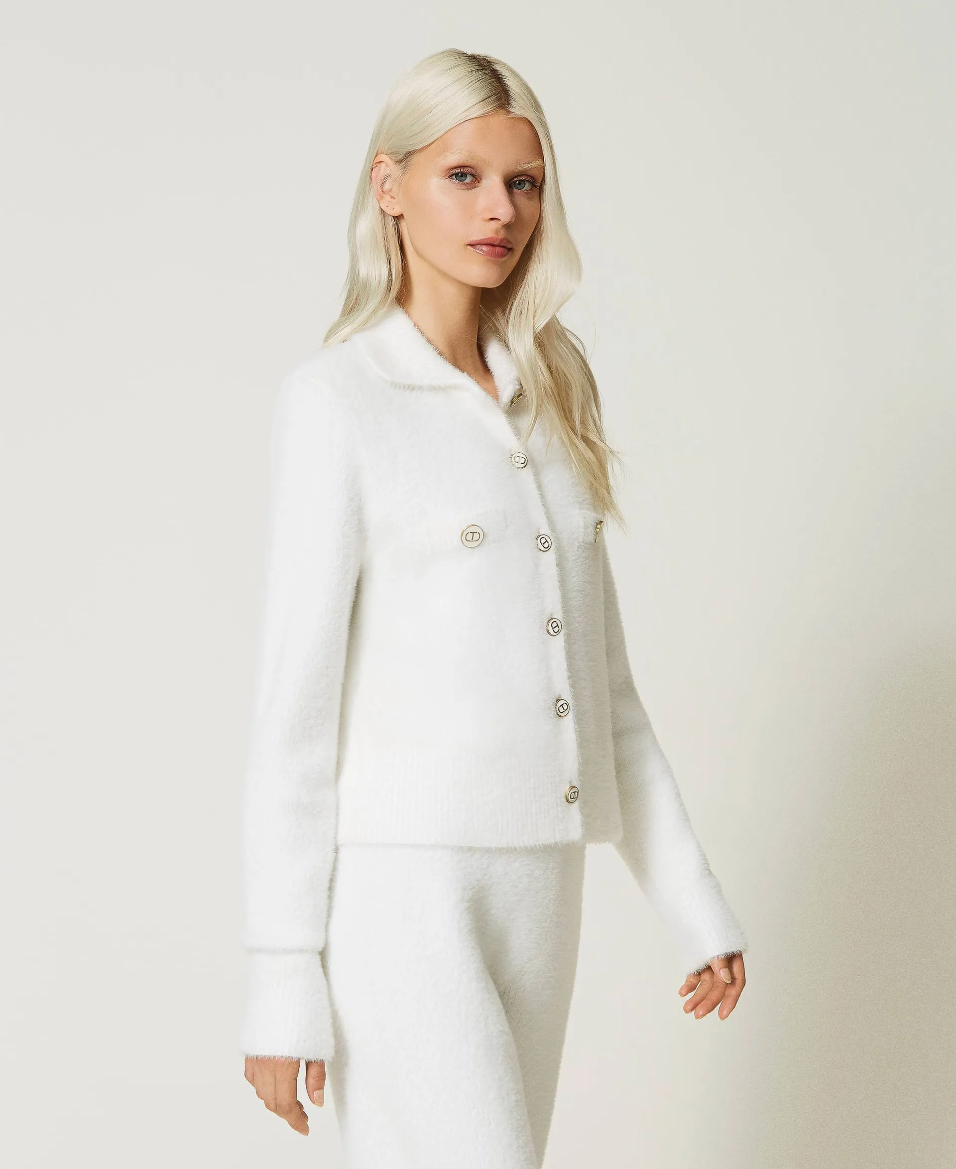 Blouson court en maille piquée jacquard
