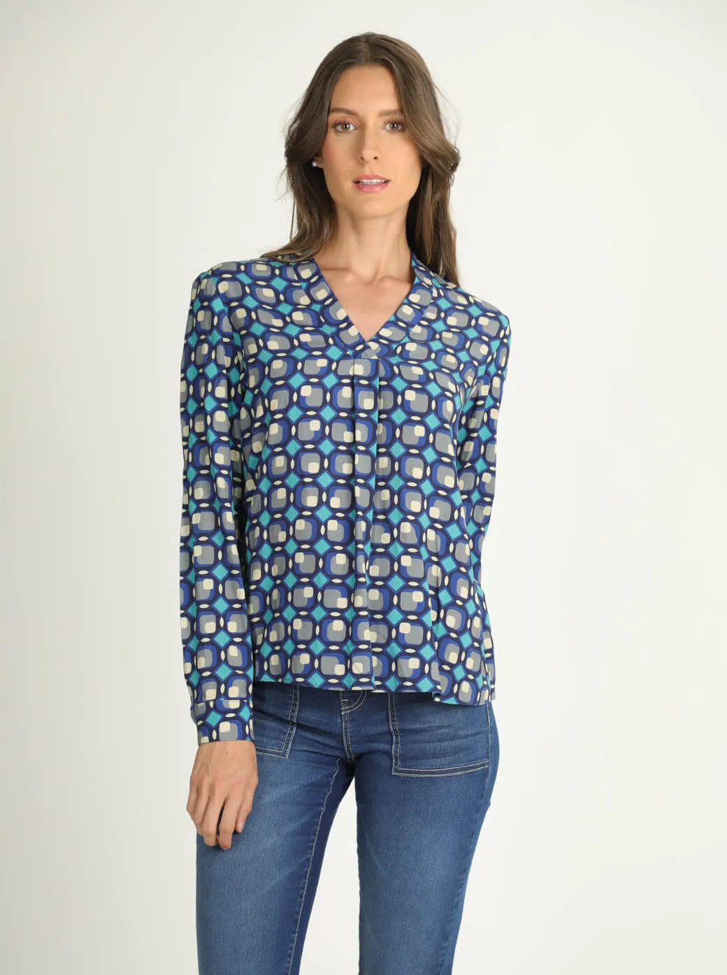 Blusa azul estampada Clarisse