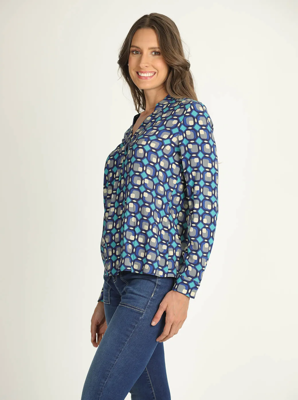Blusa azul estampada Clarisse