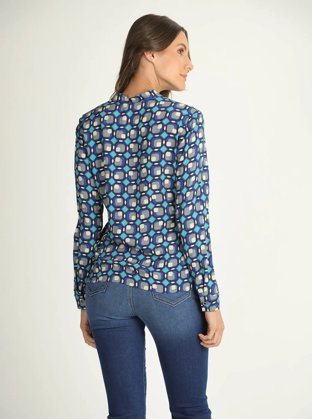 Blusa azul estampada Clarisse