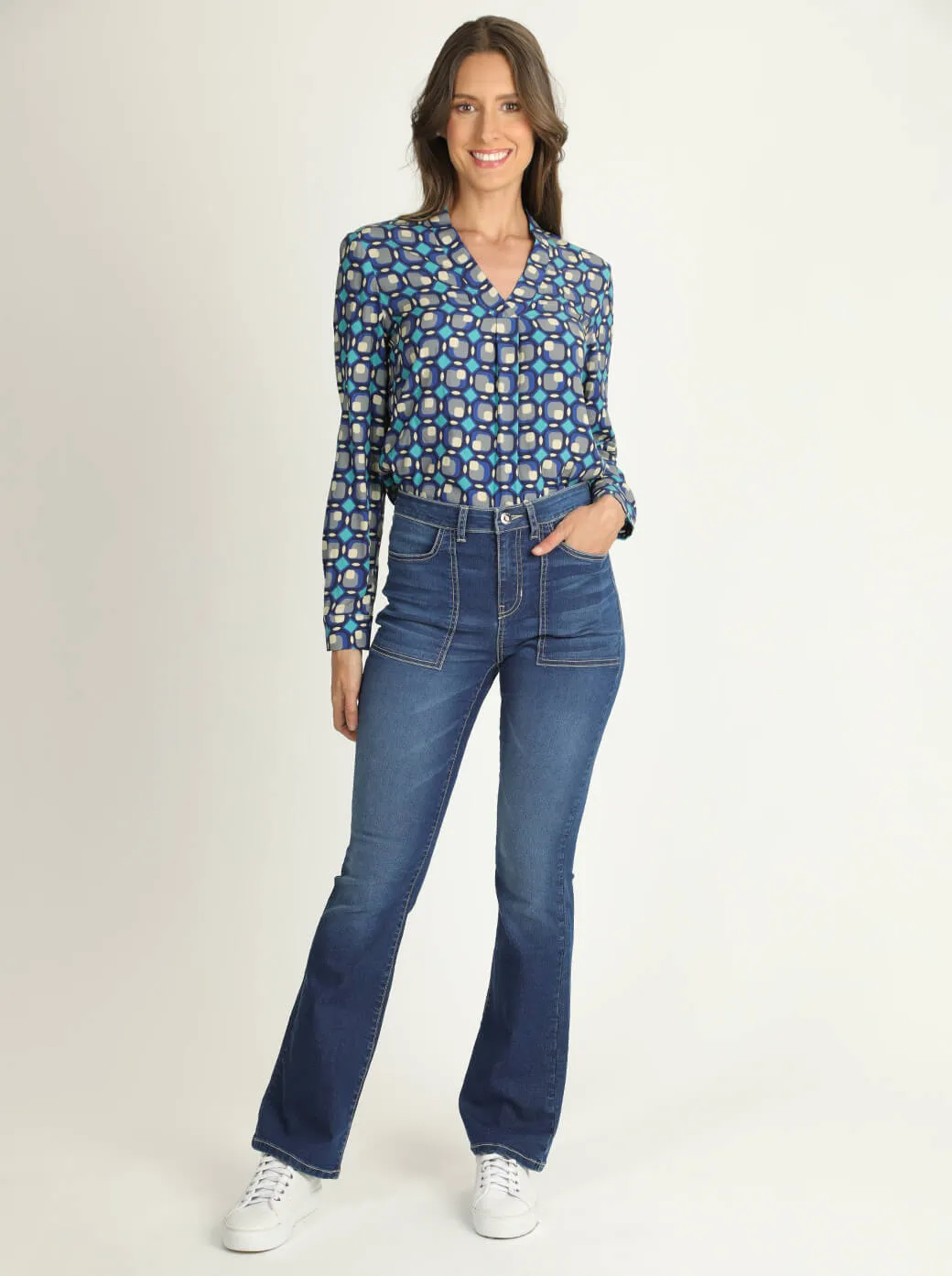 Blusa azul estampada Clarisse
