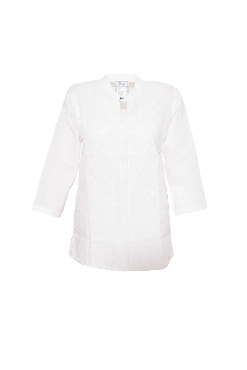 Blusa con Bordado Cuello Mao Mujer Mussi 235009