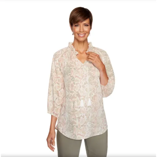 BLUSA MANGA LARGA CON ACABOS ROSA MULTICOLOR RUBY RD