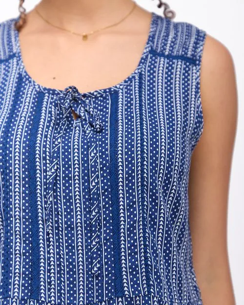 Blusa Mujer Maribel Print Azul Real