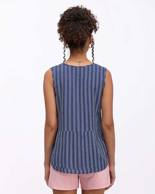 Blusa Mujer Maribel Print Azul Real