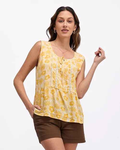 Blusa Mujer Maribel Print Mostaza