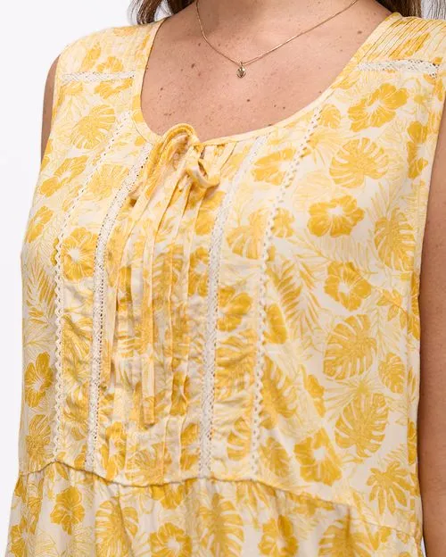 Blusa Mujer Maribel Print Mostaza