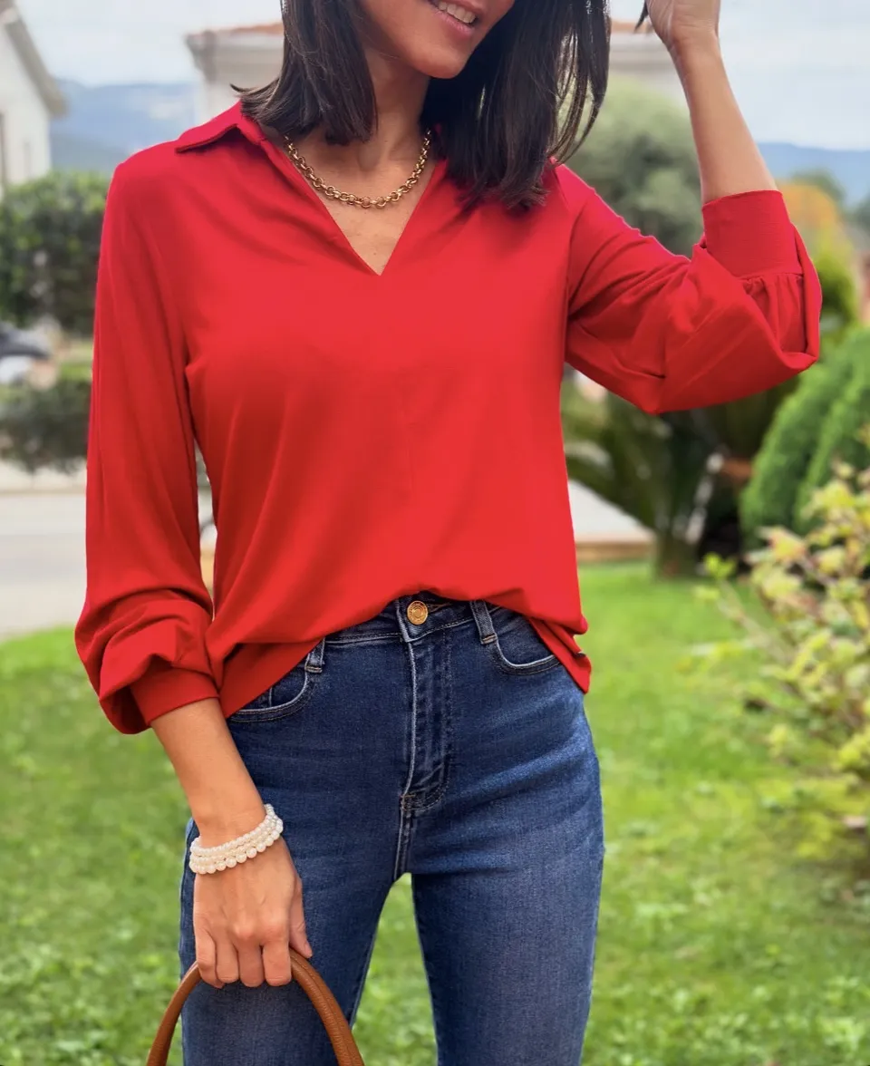 Blusa Punto Pico Rojo