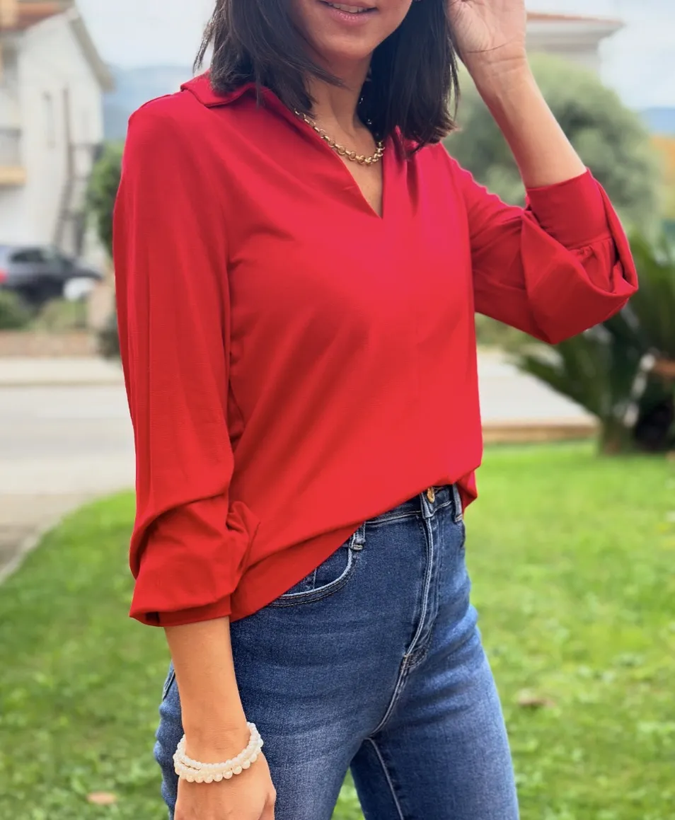 Blusa Punto Pico Rojo