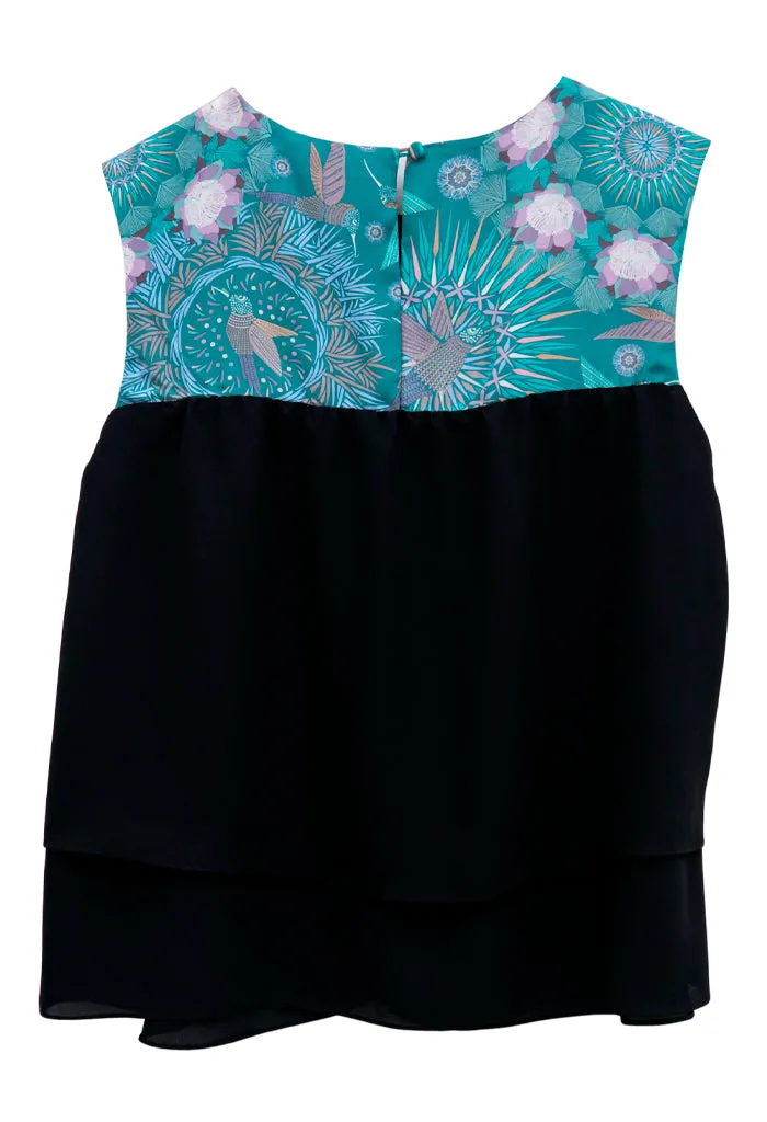 Blusa Pétalos Colibrí Azul
