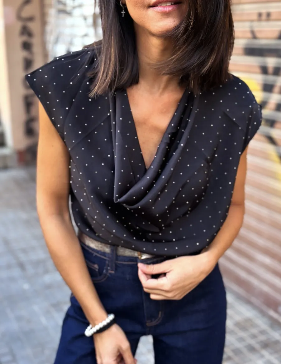 Blusa Strass Negra