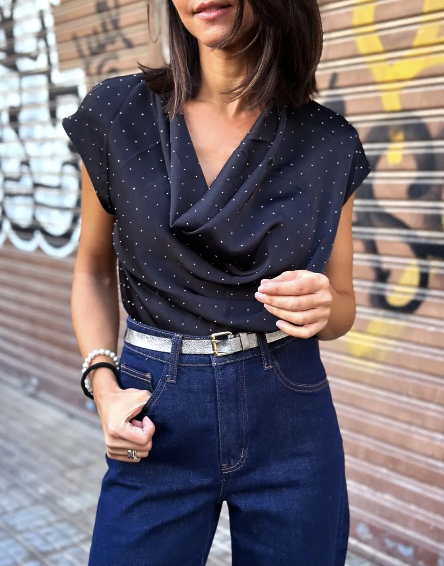 Blusa Strass Negra