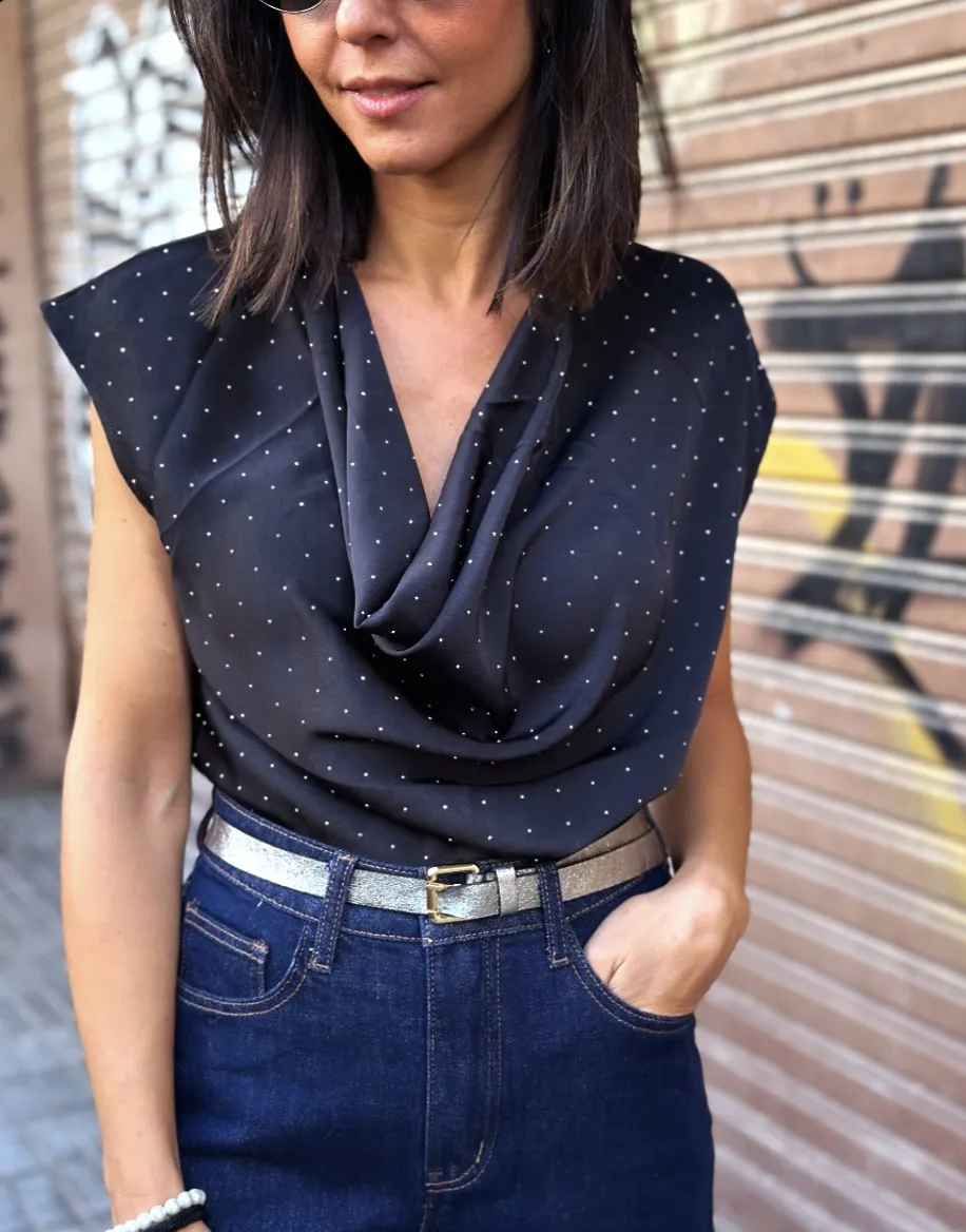 Blusa Strass Negra