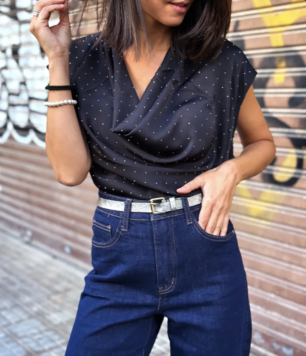 Blusa Strass Negra