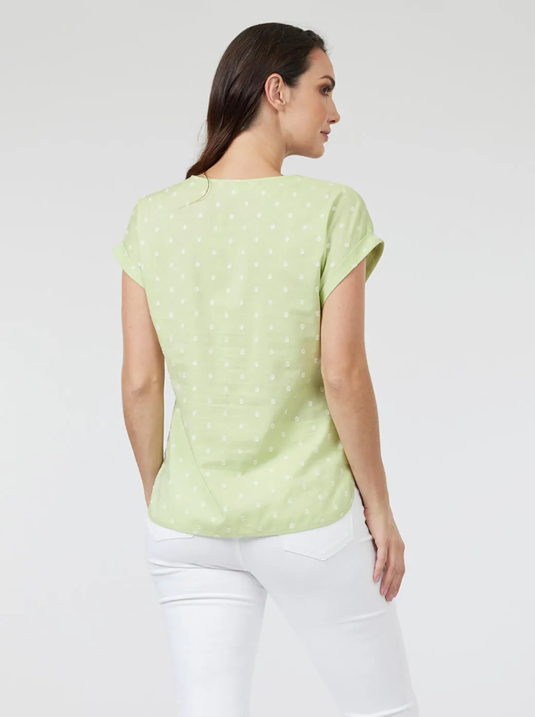 Blusa verde con escote redondo Esenciales