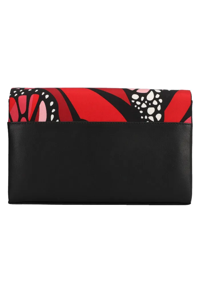 Bolsa Hook con Cadena Negro Vuelo de Mariposa Rojo