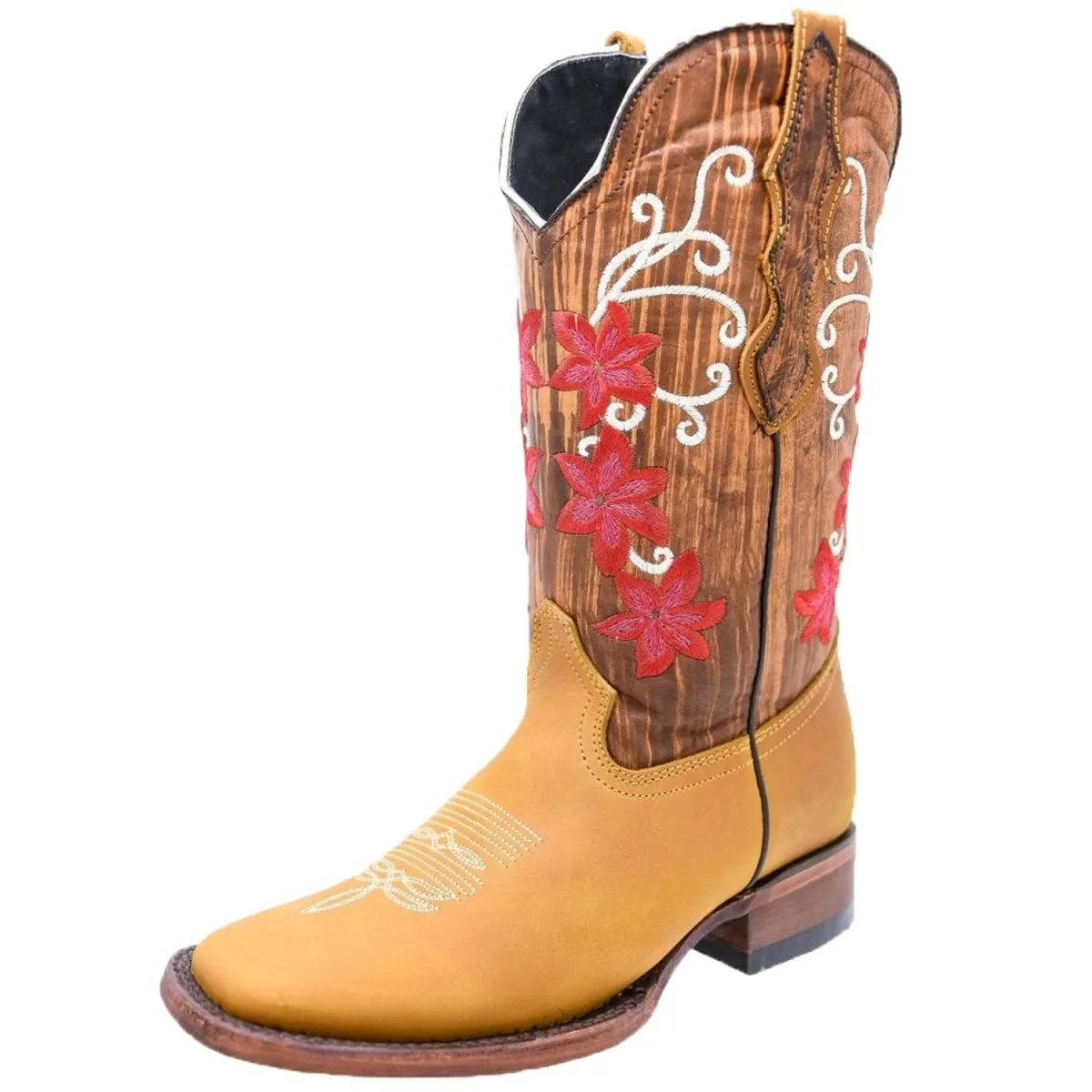 BOTAS DE CUERO NOBUCK HORMA RODEO PARA MUJER COLOR MIEL WD489