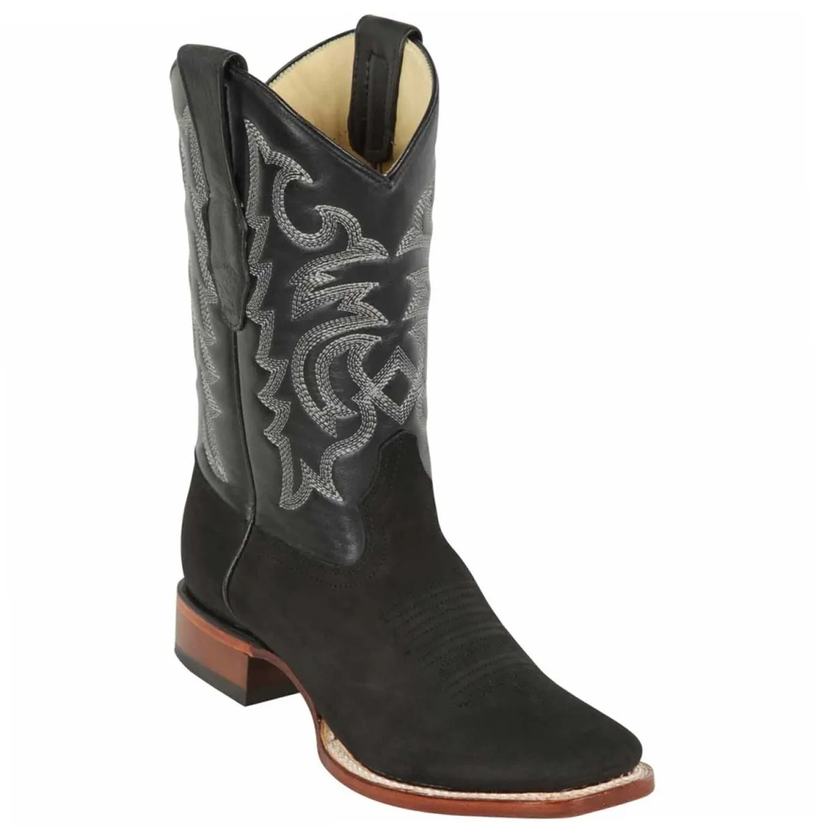 BOTAS DE GAMUZA ORIGINAL PUNTA RODEO CUADRADA COLOR NEGRO LAB8226305