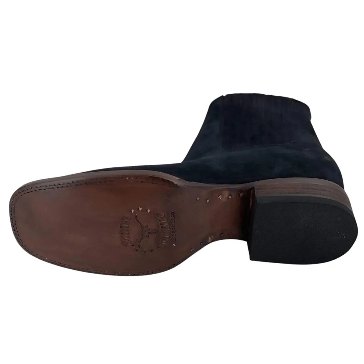 Botines Charros de Gamuza Punta Cuadrada Color Negro Liso DUR