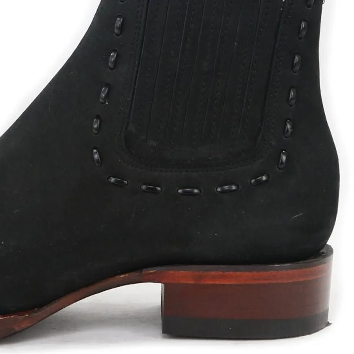 BOTINES CHARROS DE GAMUZA PUNTA CUADRADA PARA MUJER COLOR NEGRO LAB32B6305