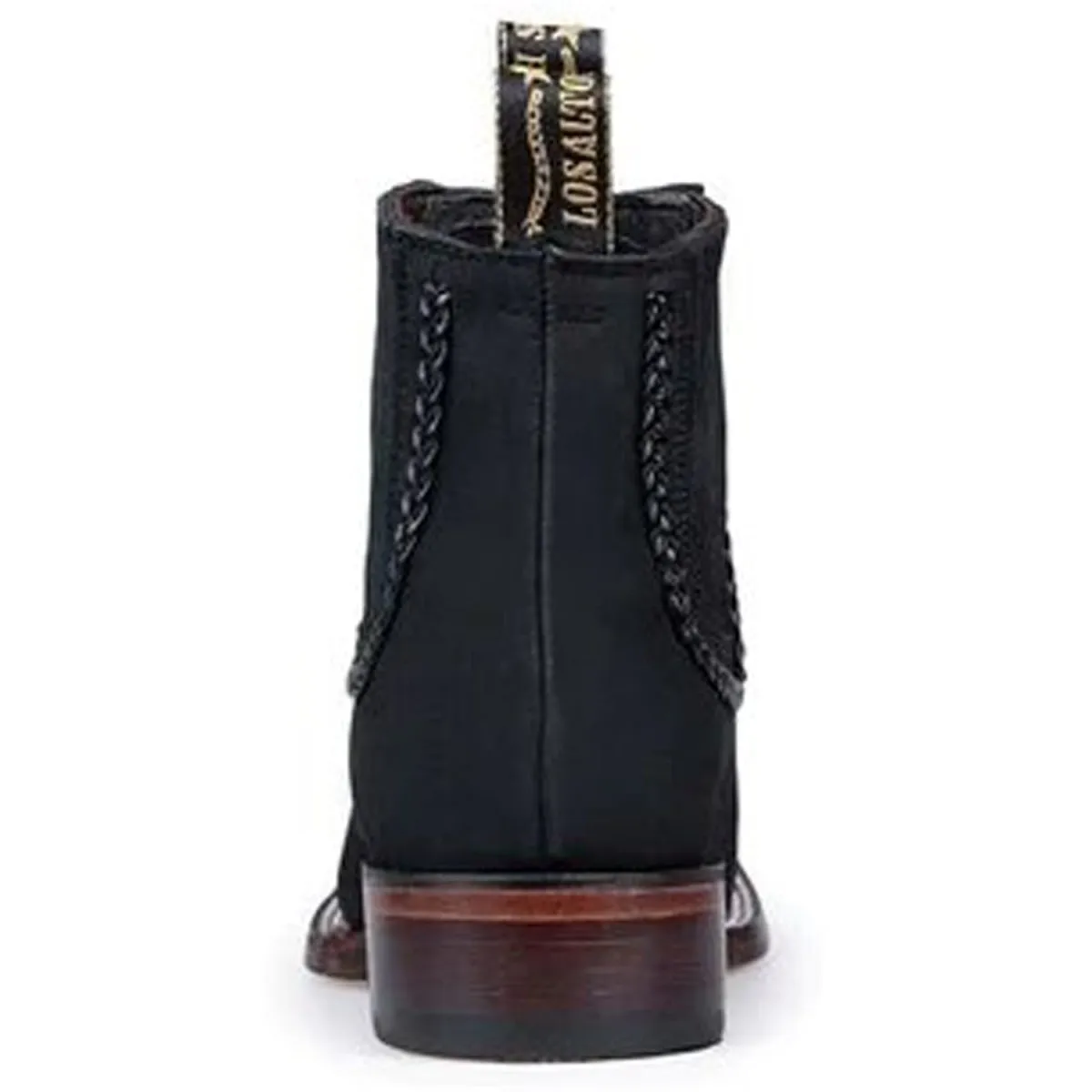 BOTINES CHARROS DE GAMUZA PUNTA CUADRADA PARA MUJER COLOR NEGRO LAB32B6305