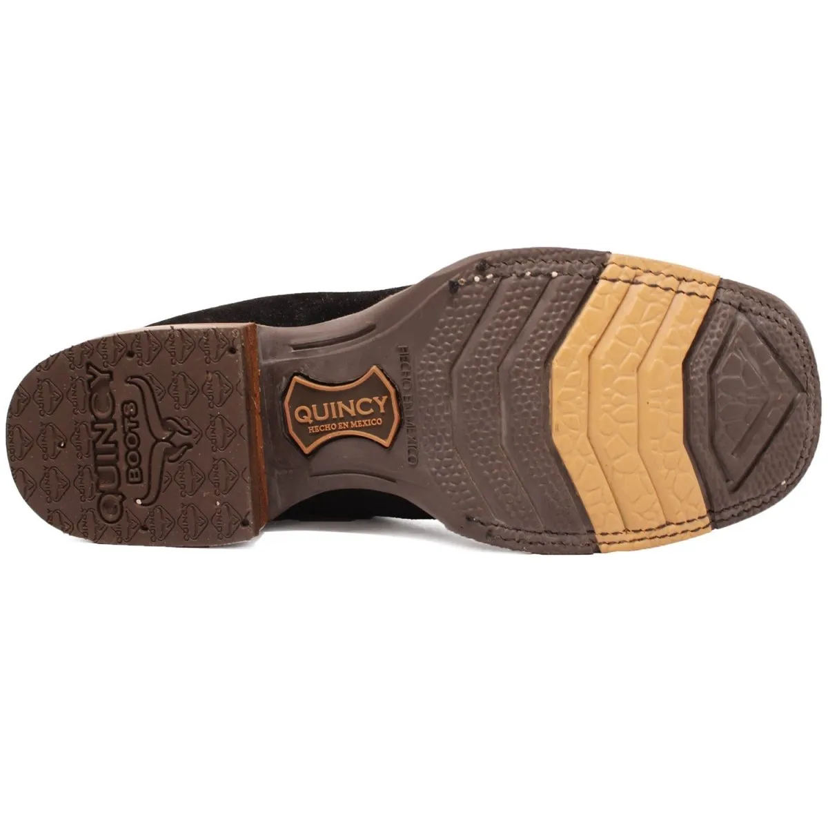 Botines Charros Quincy de Gamuza Punta Cuadrada y Suela de Hule Negro Q82BU6305