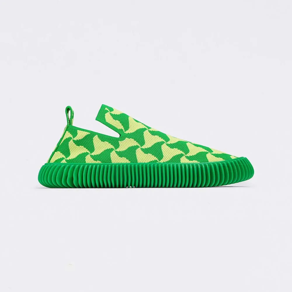 BOTTEGA VENETA ZAPATILLAS SIN CORDONES UNISEX CON TEJIDO TéCNICO ONDULADO Y TRIáNGULO ONDULADOLIME