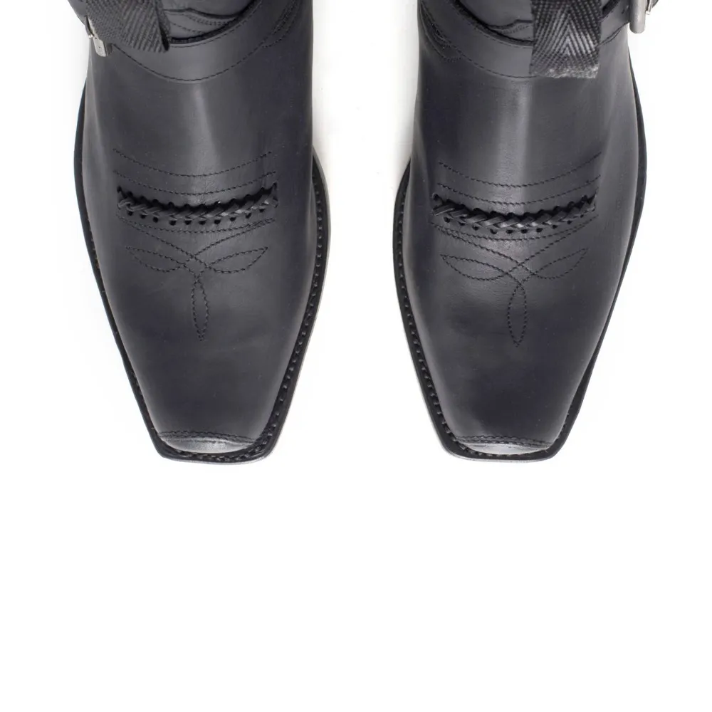 Botín Sendra 6445 58 Seta Motera para hombre en cuero negro con arnés fijo