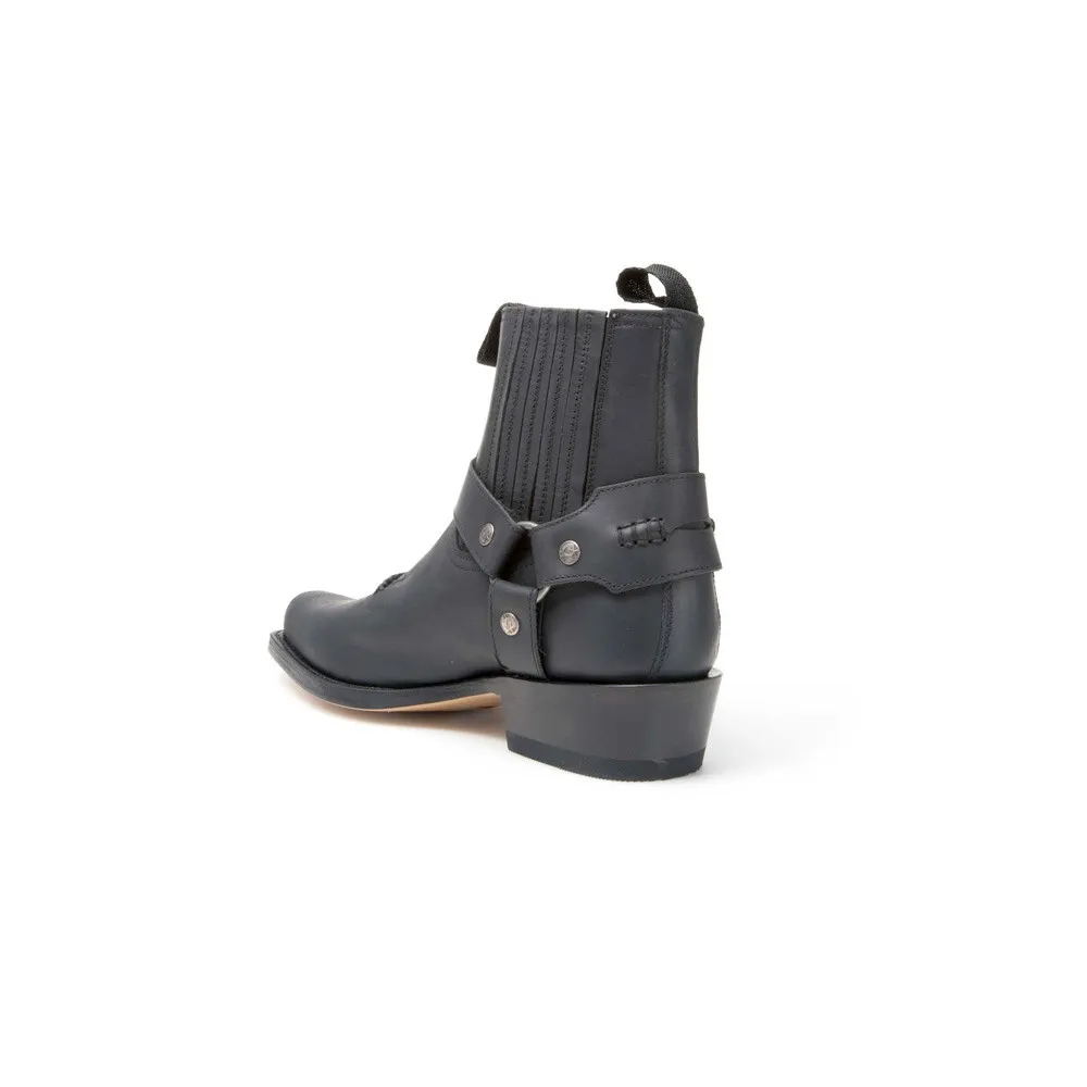 Botín Sendra 6445 58 Seta Motera para hombre en cuero negro con arnés fijo