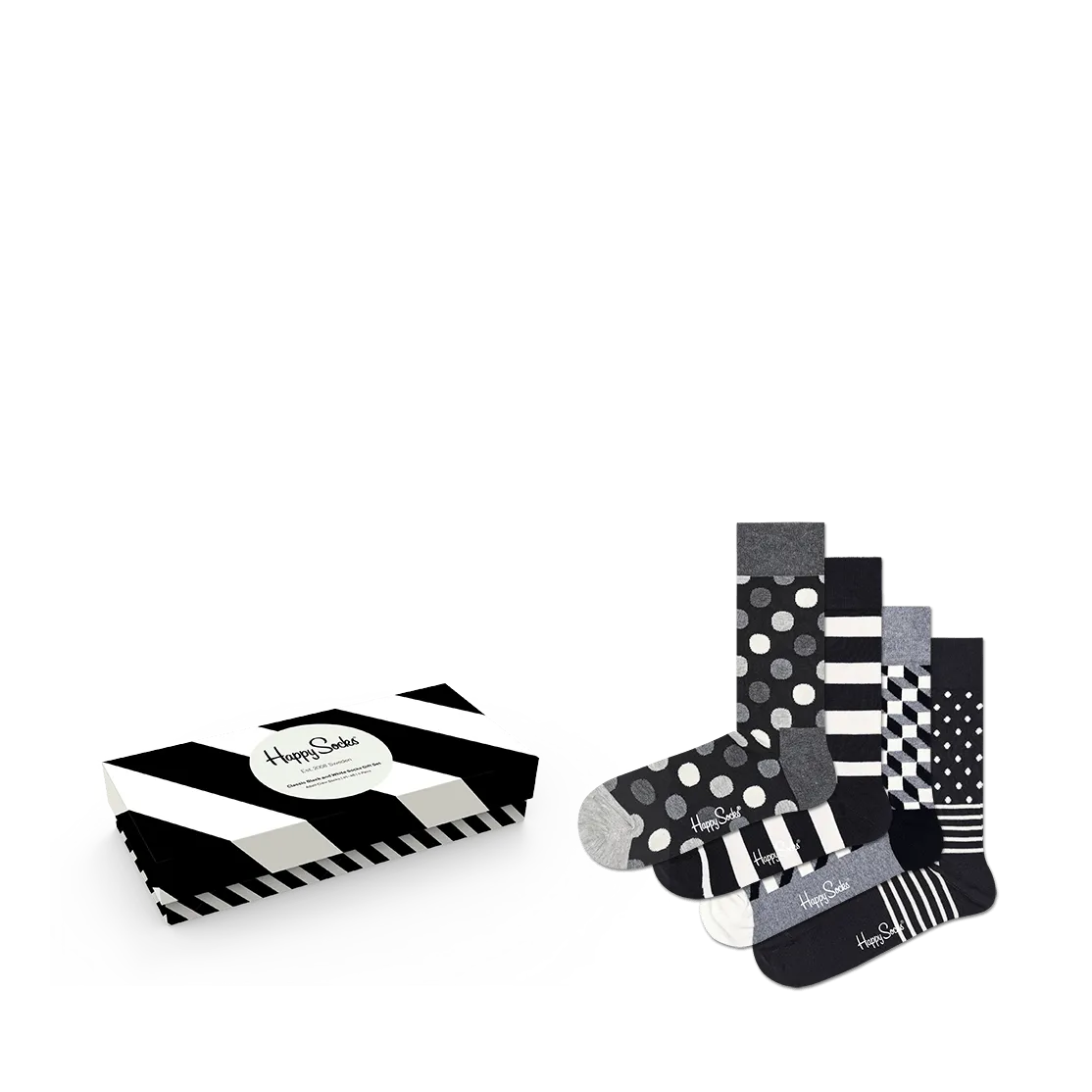 CALCETINES HAPPY SOCKS CLASSIC BLACK & WHITE 4PACK GIFT BOX PATTERNED
