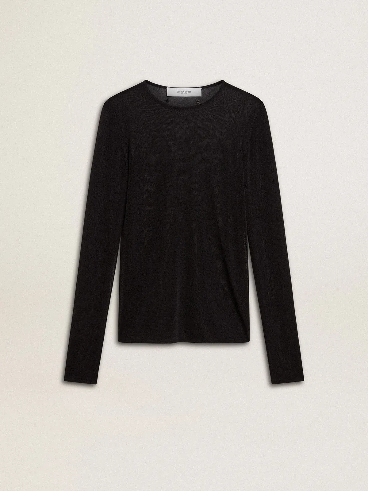 Camisa de cuello redondo de mujer de color negro
