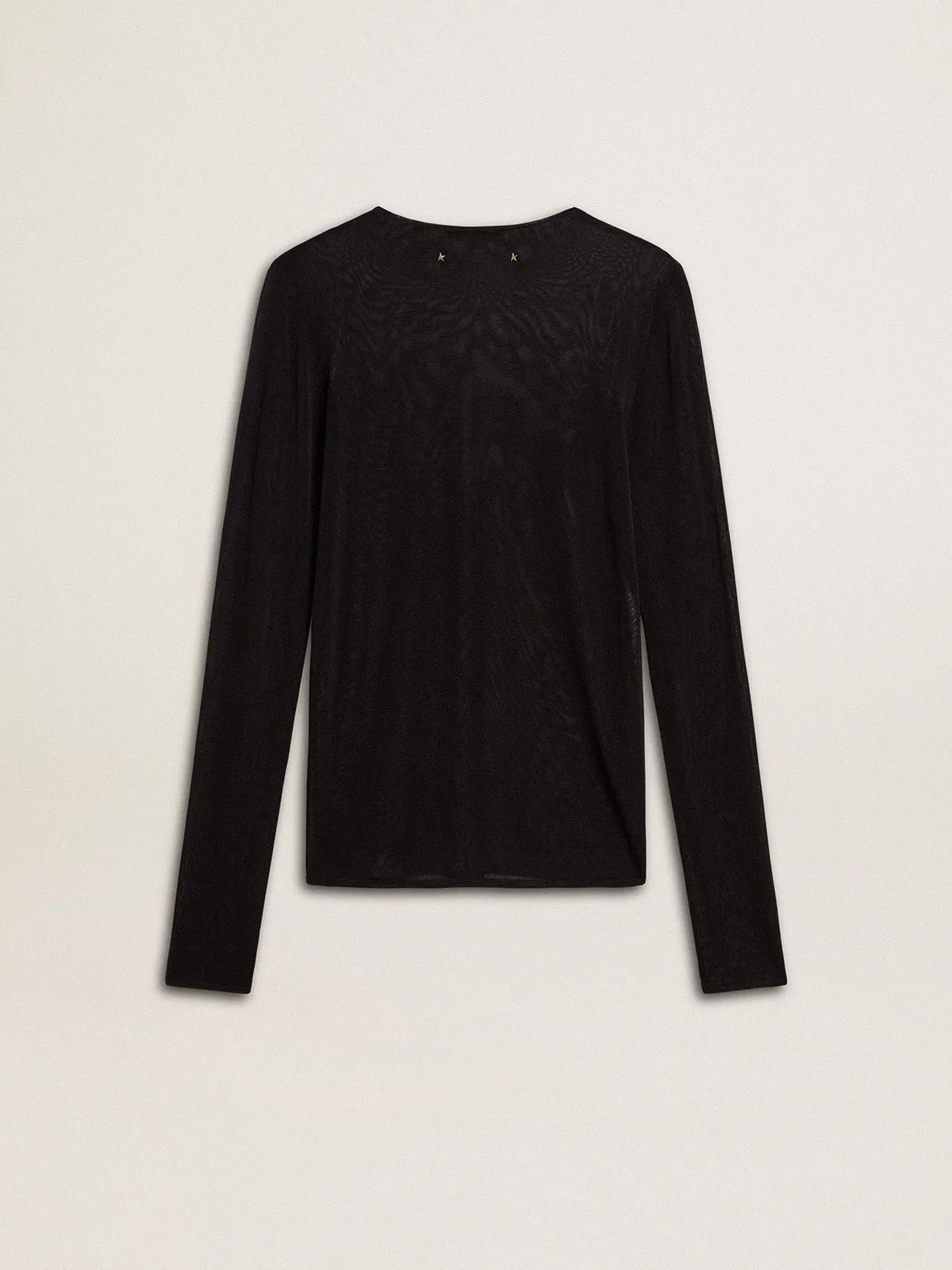 Camisa de cuello redondo de mujer de color negro