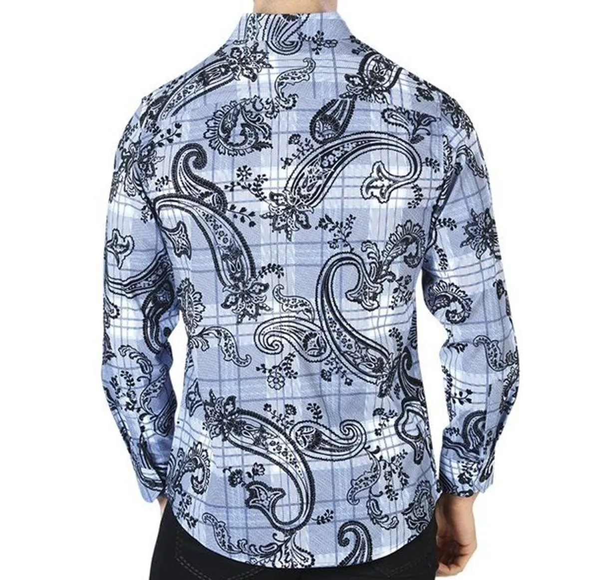 CAMISA DE MODA EL SEOR DE LOS CIELOS COLOR AZUL CON NEGRO GEN44058