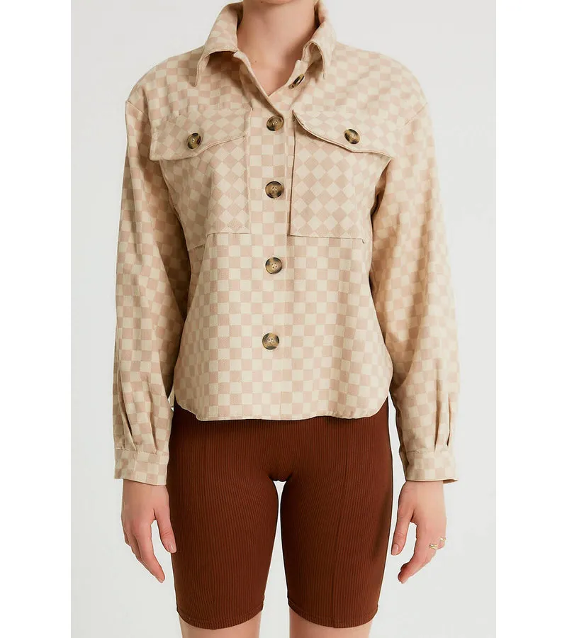 CAMISA OVERSIZE MUJER  M34584  BEIGE