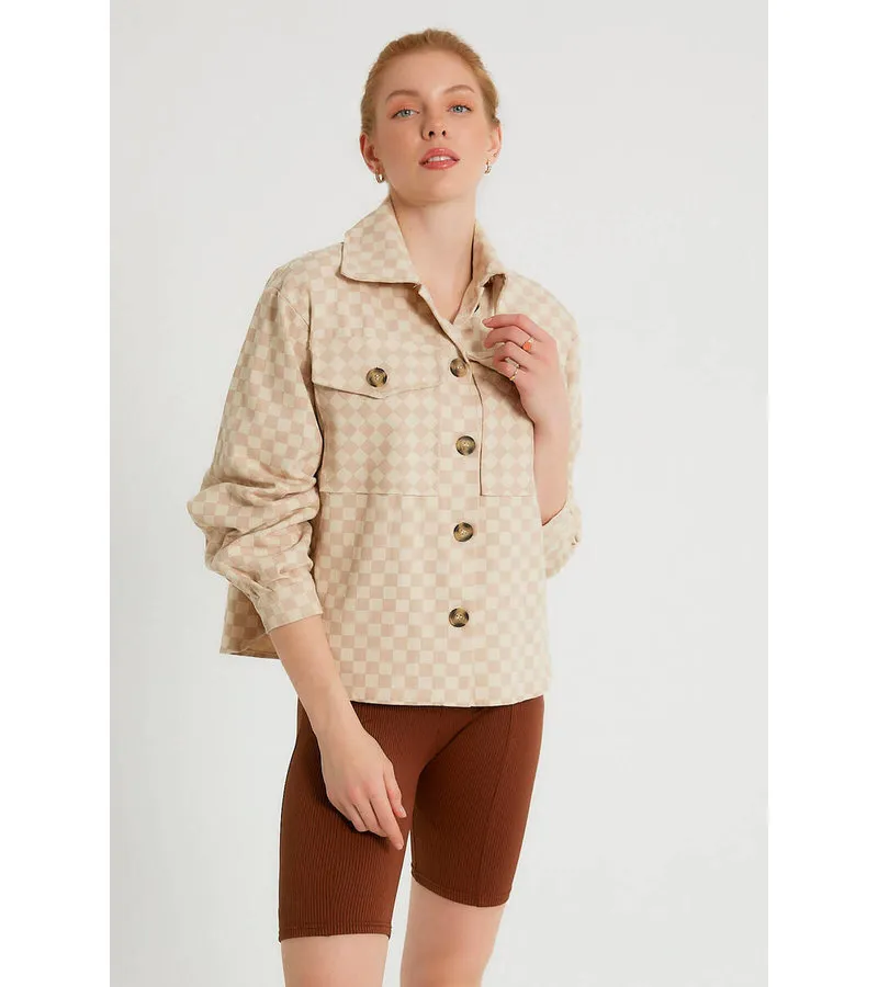 CAMISA OVERSIZE MUJER  M34584  BEIGE