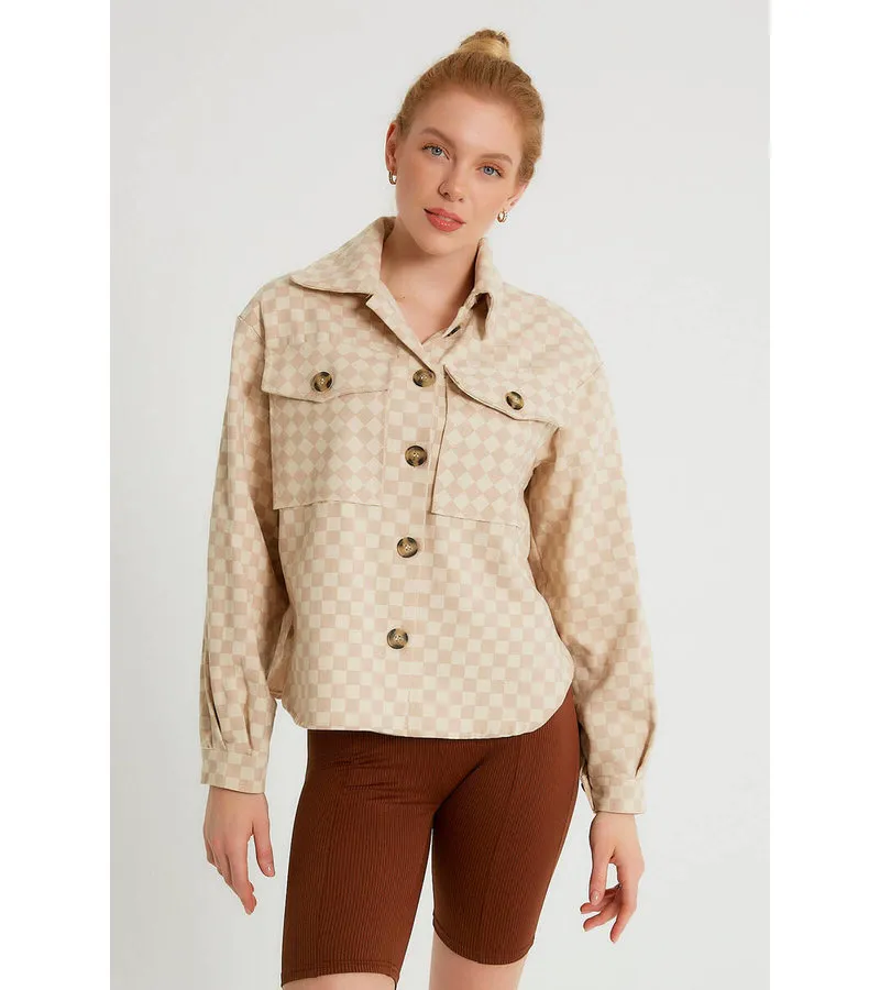 CAMISA OVERSIZE MUJER  M34584  BEIGE