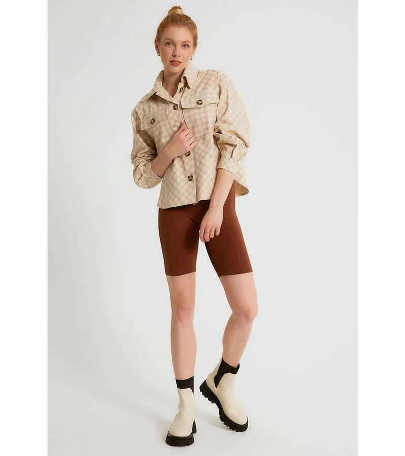 CAMISA OVERSIZE MUJER  M34584  BEIGE