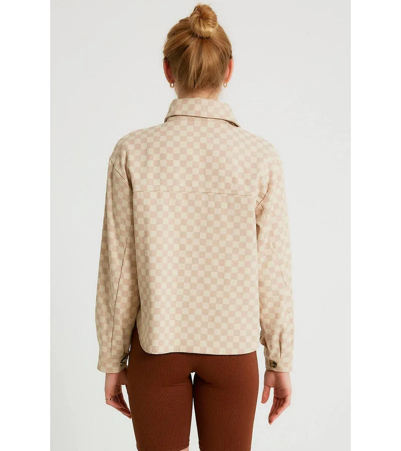 CAMISA OVERSIZE MUJER  M34584  BEIGE