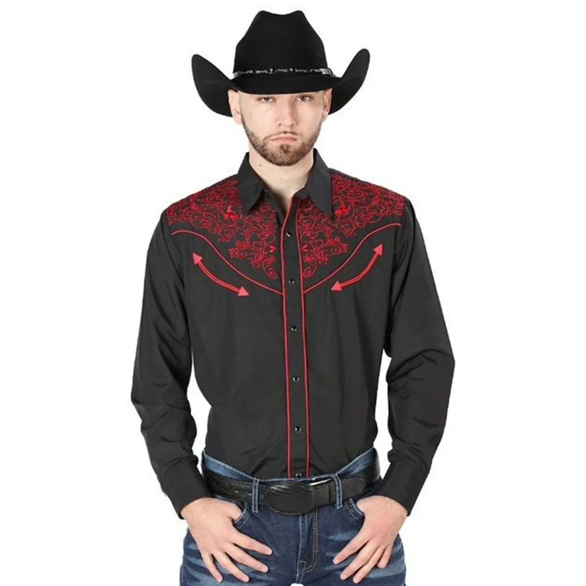 CAMISA VAQUERA BORDADA EL SEOR DE LOS CIELOS COLOR NEGRO GEN44187